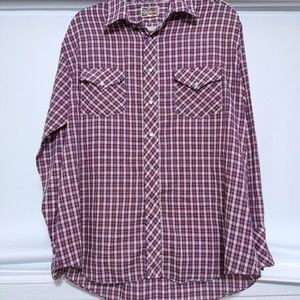 Vintage Men's Western Wear Red Plaid Pearl Snap Shirt Pardners Size XL